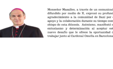 Monseñor Masalles renuncia como obispo de Baní, para colaborar en Barcelona